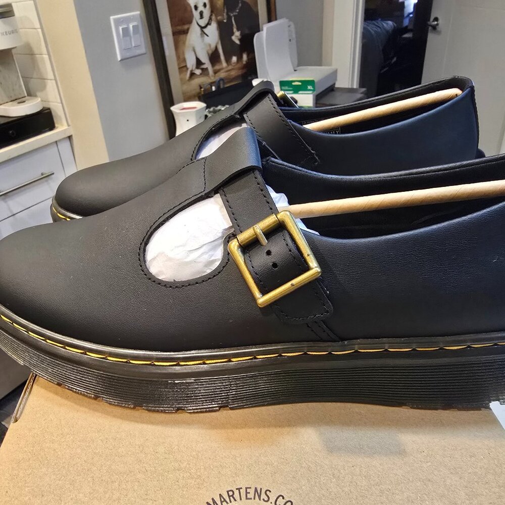 Dr. Martens Zavala Chunky Mary Jane Platform T-Bar Leather Shoes Men's 10 Black - Picture 1 of 10